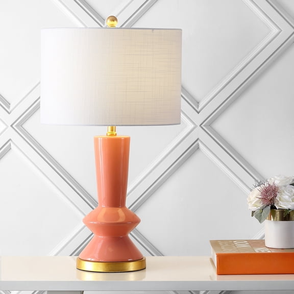 JONATHAN Y Ziggy 27" Contemporary Glam Ceramic/Iron LED Table Lamp, Coral/Gold Painting, JYL6607B