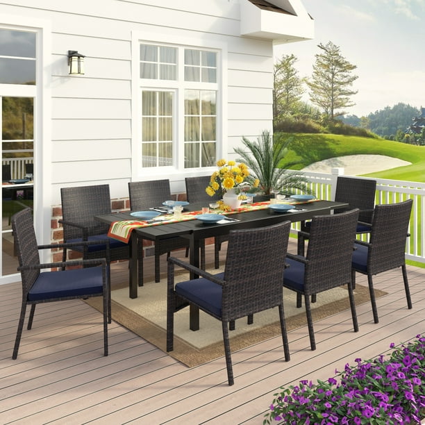 MF Studio 9Piece Outdoor Patio Dining Set Metal Patio Furniture Set