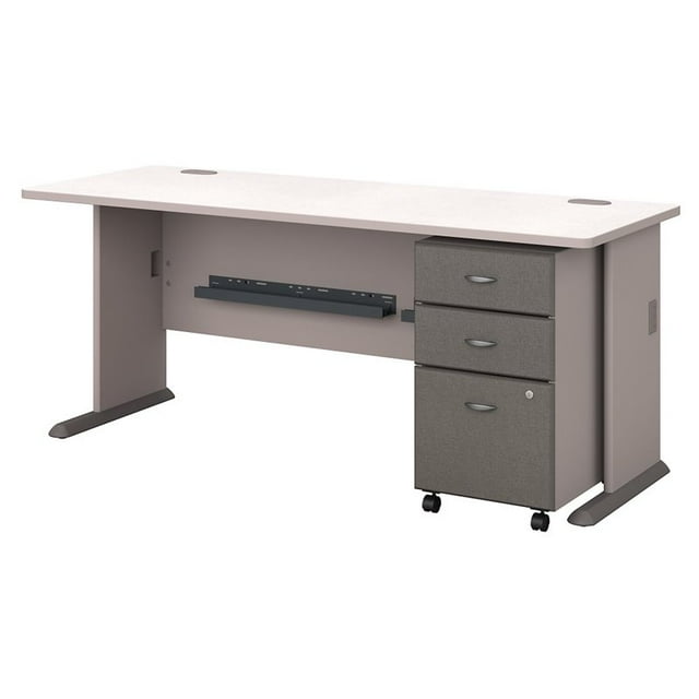 Bush Business Furniture Series A 72" Desk with Mobile File Cabinet in Pewter