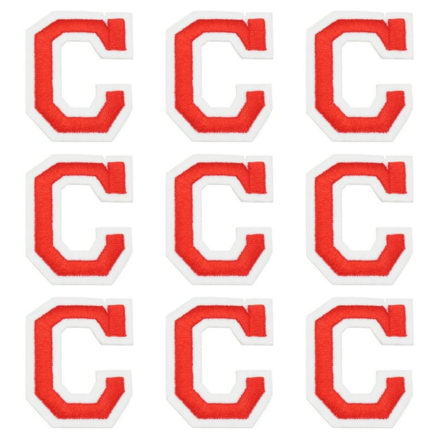 Parches de letras planchados Uxcell, 9 piezas de 2"/5cm, letras C, parches bordados para coser en ropa, vestidos, calcetines, jeans, gorras, accesorios de bricolaje (Rojo)