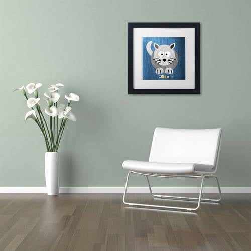 Trademark Fine Art 'Meow The Cat' Canvas Art by Design Turnpike, White Matte, Black Frame