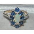 thumbnail image 6 of LBG British Made 10k White Gold Natural Opal & Sapphire Womens Statement Ring - 33 size options - Size 11.5, 6 of 9