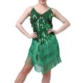 thumbnail image 1 of Faithtur Dames Robe Paillettes Irrégulière Multi-Couche Pompon Robe de Danse, 1 of 7