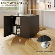Marcree Modern Durable Metal Printer Stand with Storage, Small Rolling Workstation for Home Office