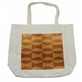 thumbnail image 1 of Rustic Shopping Bag, Abstract Style Oak Plank Pattern with Tiled Bound Lines and Oval Curves Image, Eco-Friendly Reusable Bag for Groceries Beach and More, 15.5" X 14.5", Cream, by Ambesonne, 1 of 2