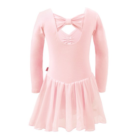 GYRATEDREAM Girls Ballet Leotards with Skirt Long Sleeve and Bow-Cross Back Dance Gymnastic Ballerina Outfit Dress Tutu Dress for 3-10 Years