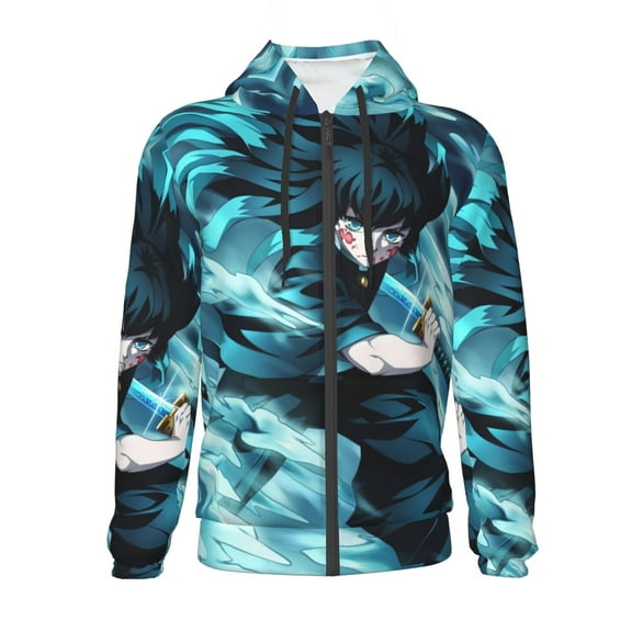 Muichiro Tokito Teens Boys Girls Zip Up Hoodies 3d Print Long Sleeve Hooded Sweatshirt Jacket With Pocket Small