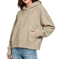 thumbnail image 5 of Dgankt Women's Oversized Cropped Hooded Pullover Sweatshirt Long Sleeve Drop Shoulder with Kangaroo Pocket, 5 of 9