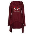 thumbnail image 4 of IROINNID Women's Long Sleeve Hoodie Thigh-Length Print Leisure Plus Size Medium And Long Tops Sweatshirts Pullover, Wine, 4 of 8