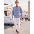 thumbnail image 2 of INSPIRE CHIC Men's Back to School Pinstripe Shirt Long Sleeve Button Down Casual Dress Shirts M Navy Blue, 2 of 5
