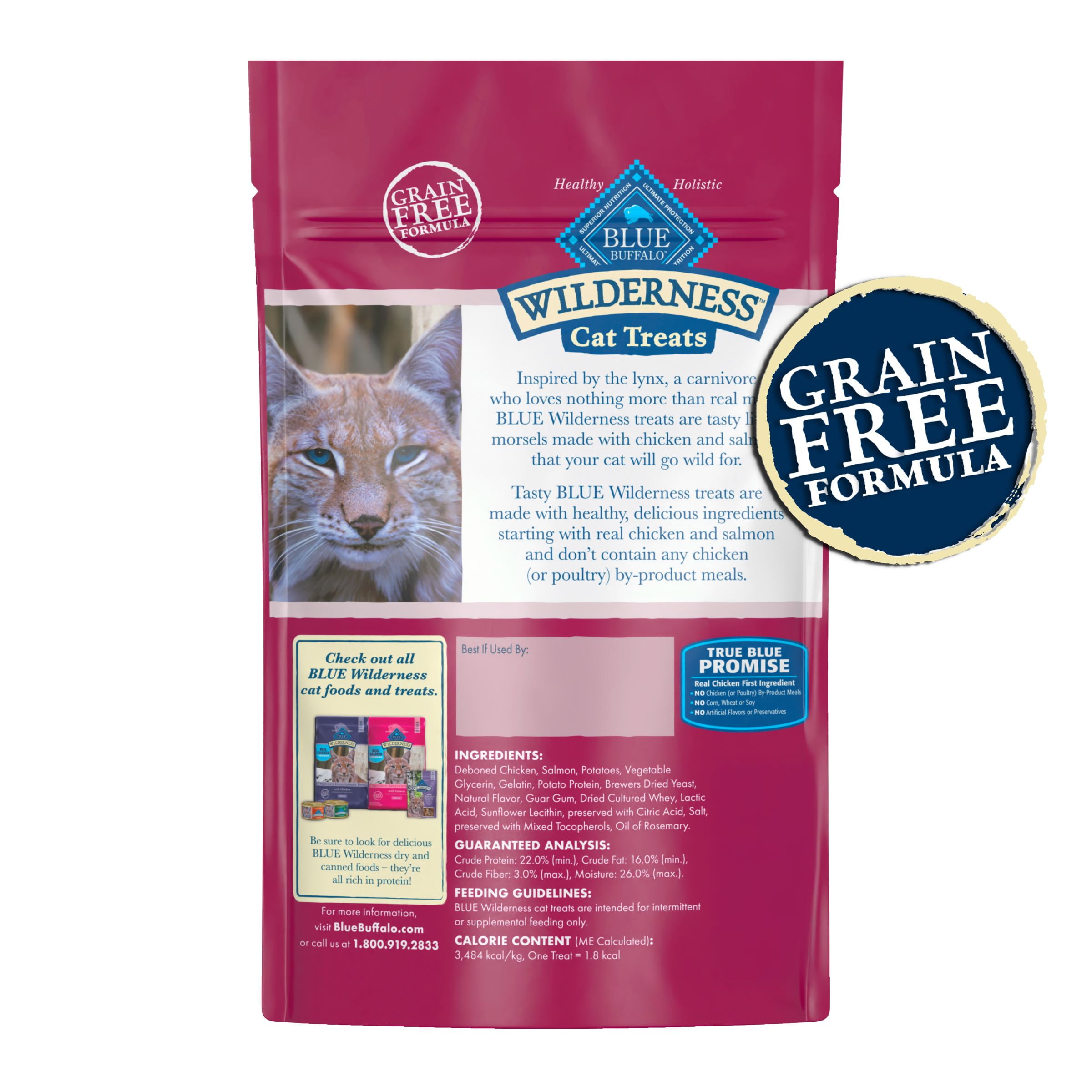 Blue Buffalo Wilderness Chicken & Salmon Flavor Dry Soft Treats for Cats, Grain-Free, 2 oz. Bag