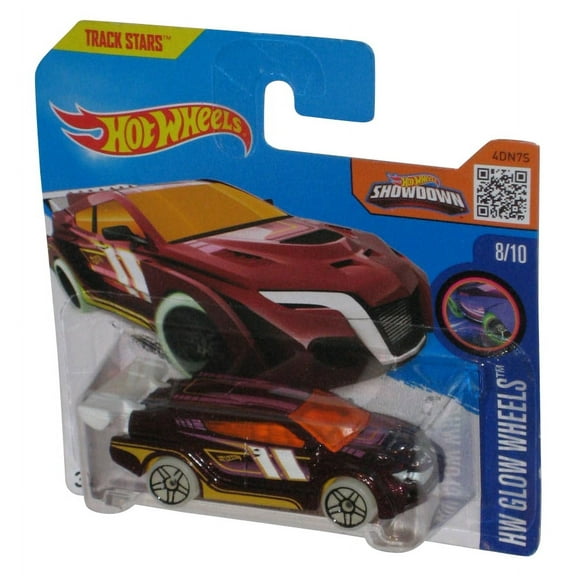 Hot Wheels HW Glow Wheels 8/10 (2015) Red Loop Coupe Toy Car 53/250 - (Short Card)
