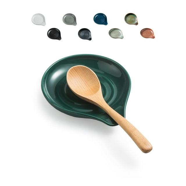 Spoon Rest LAUCHUH - Soporte de cocina grande de porcelana, color verde