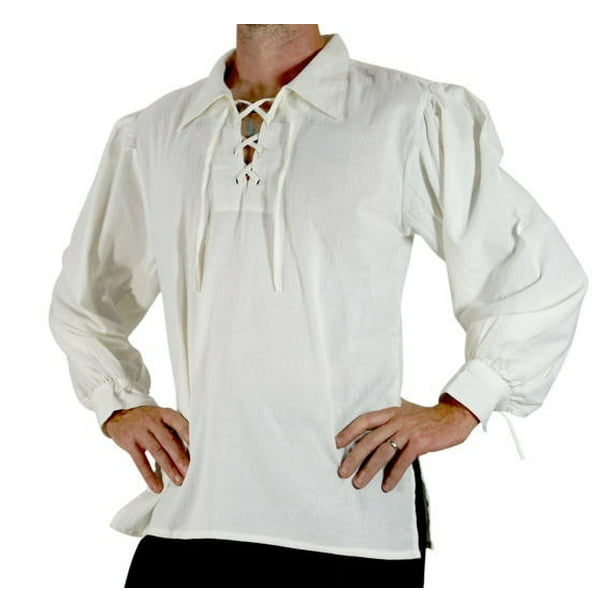 Men Long Sleeve Shirt Cool Lace Up Medieval Steampunk Tee - Walmart.com