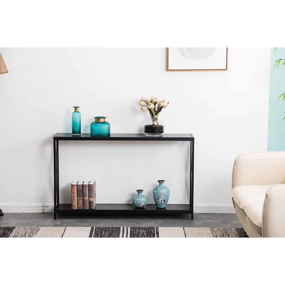 Zimtown Console Table Sofa Table with Storage Shelf, Narrow Long Entryway Table Side Table for Living Room, Hallway, Bedroom, Foyer, Black