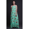 thumbnail image 4 of Bimba Aquamarine Green Floral Leaves & Peony Printed Nightwear For Women Long Spaghetti Strap Maxi Dress Sleepwear Gown X-Small, 4 of 5