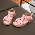 thumbnail image 5 of FAOWME Kids Girls Sandals Open Toe Ankle Strap Dress Shoes Wedding Party For Toddler Kids Bowknot Princess Shoes Pink 9-9.5 Years, 5 of 7