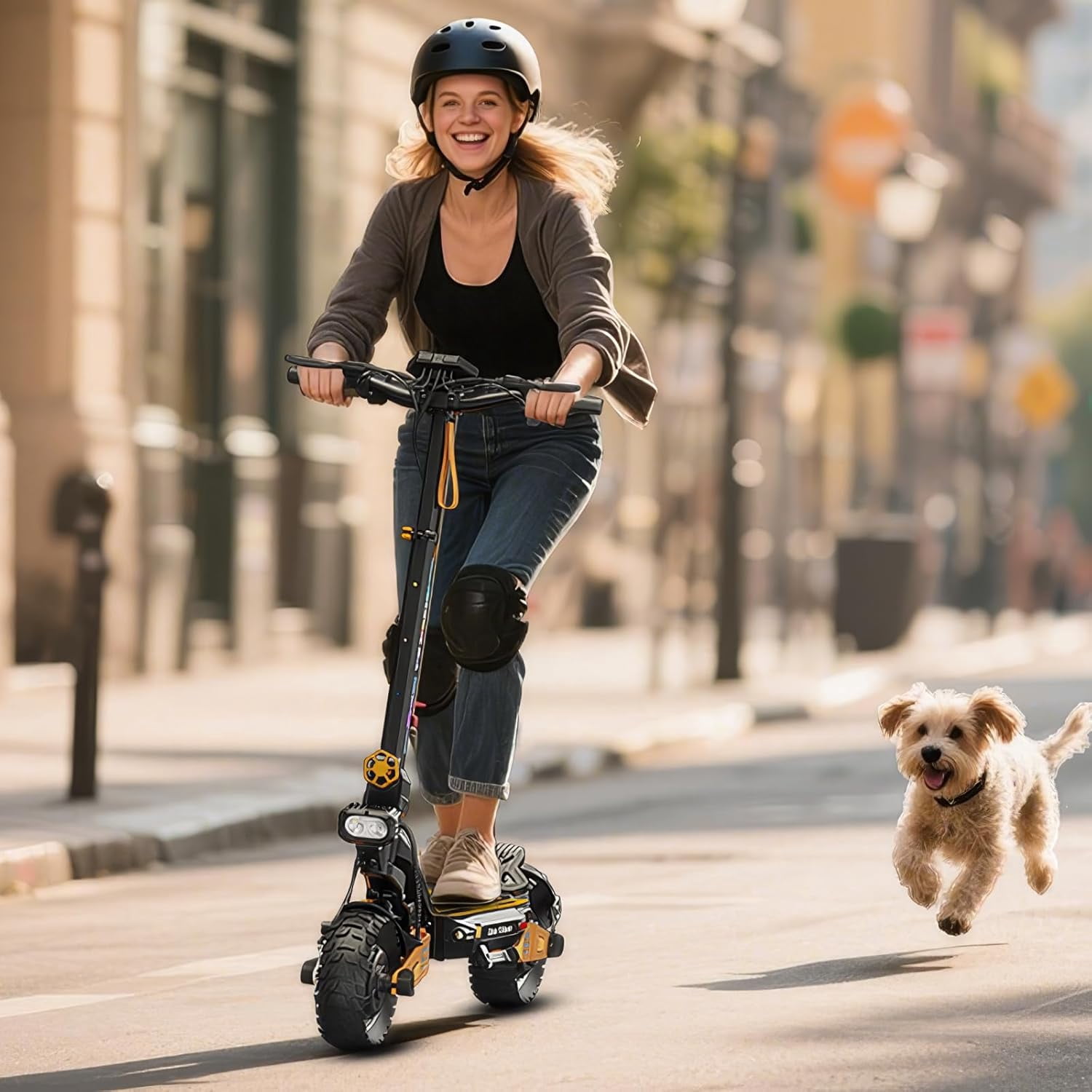 JUN LING Electric Scooter -1000W Motor 10" Off Road Tires, up to 28MPH and 31Miles Range, Foldable E Scooter for Adults & Teen