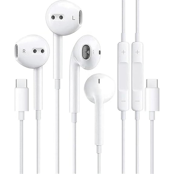 2 Packs USB C Headphones for iPhone 16 [Apple MFi Certified] Type C Earbuds with Microphone & Volume Control HiFi Stereo Earphones for Galaxy S24/S23 Ultra Note,for iPhone 15 ProMax/Pad,Pixel/OnePlus