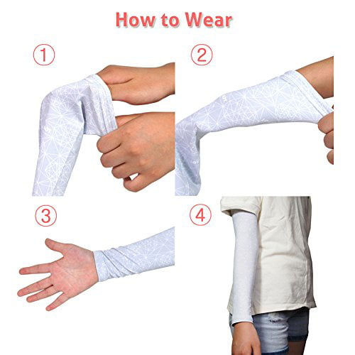 Compression Arm Sleeves Cooling UV Protect Tactel Fabric Basic Pattern One Pair 