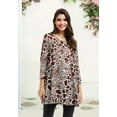 thumbnail image 3 of ENMAIN Women's 3/4 Sleeve Tunic Tops Loose Fit Plus Size Blouses Casual Swing Shirts Brown Tee L, 3 of 8