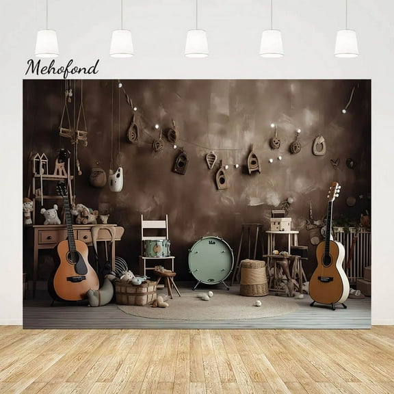 Mehofond Retro Born To Rock Photography Backdrop Rock And Roll r Kids Birthday Party Guitar Music Background Photostudio