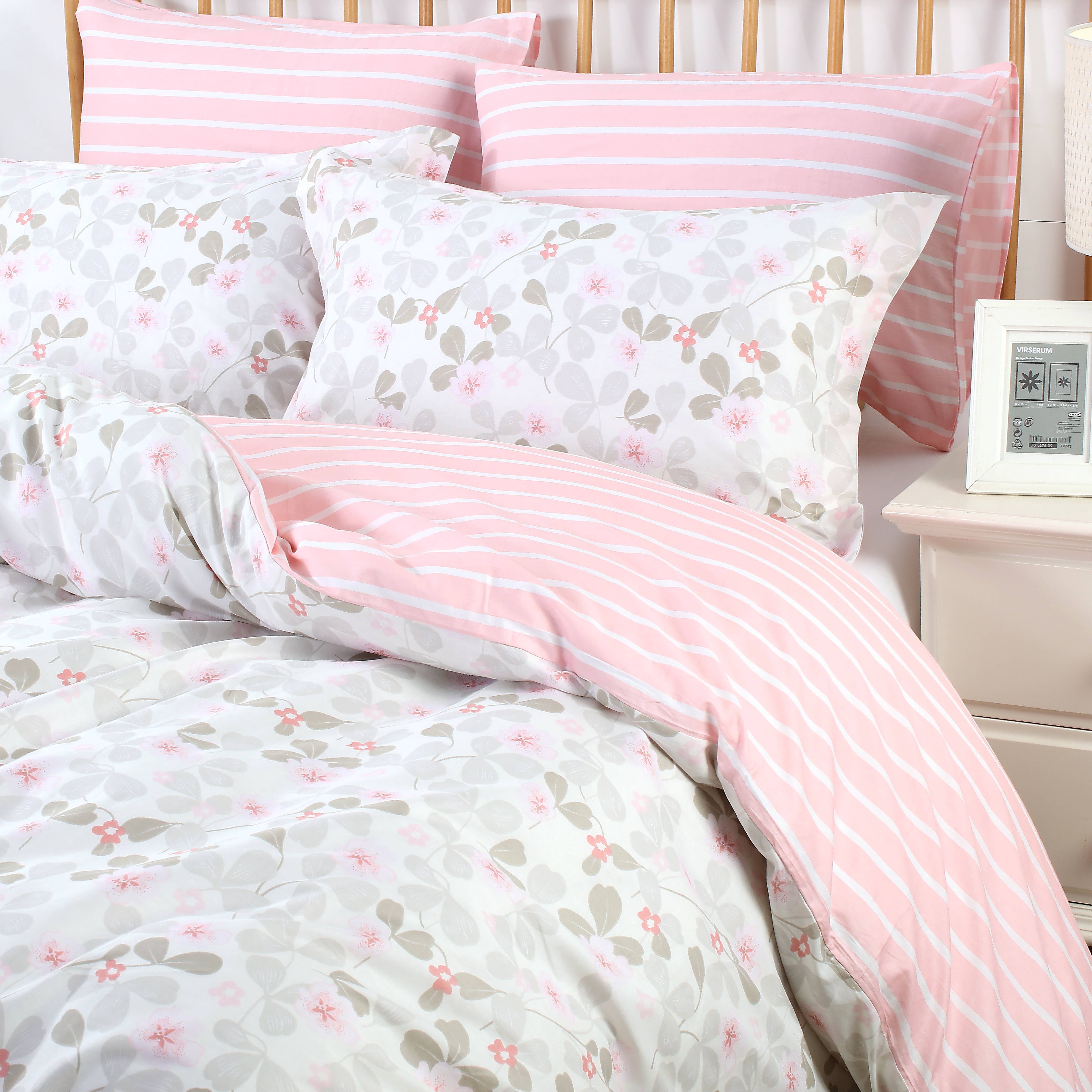 Swanson Beddings Pink Blossom 3-Piece 100% Cotton Bedding Set: Duvet Cover and Two Pillow Shams (King) (Comforter is NOT included)