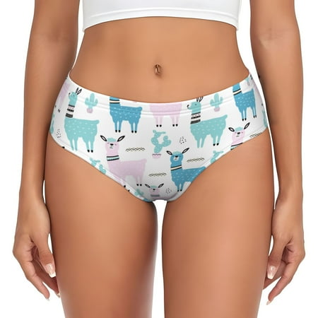 Womens Underwear - Colorful Cute Alpaca Cactus No Show Seamless Underwear for Women  Soft Stretch Womens Panties  Hipster Ladies Panties Bikini Underwear Briefs