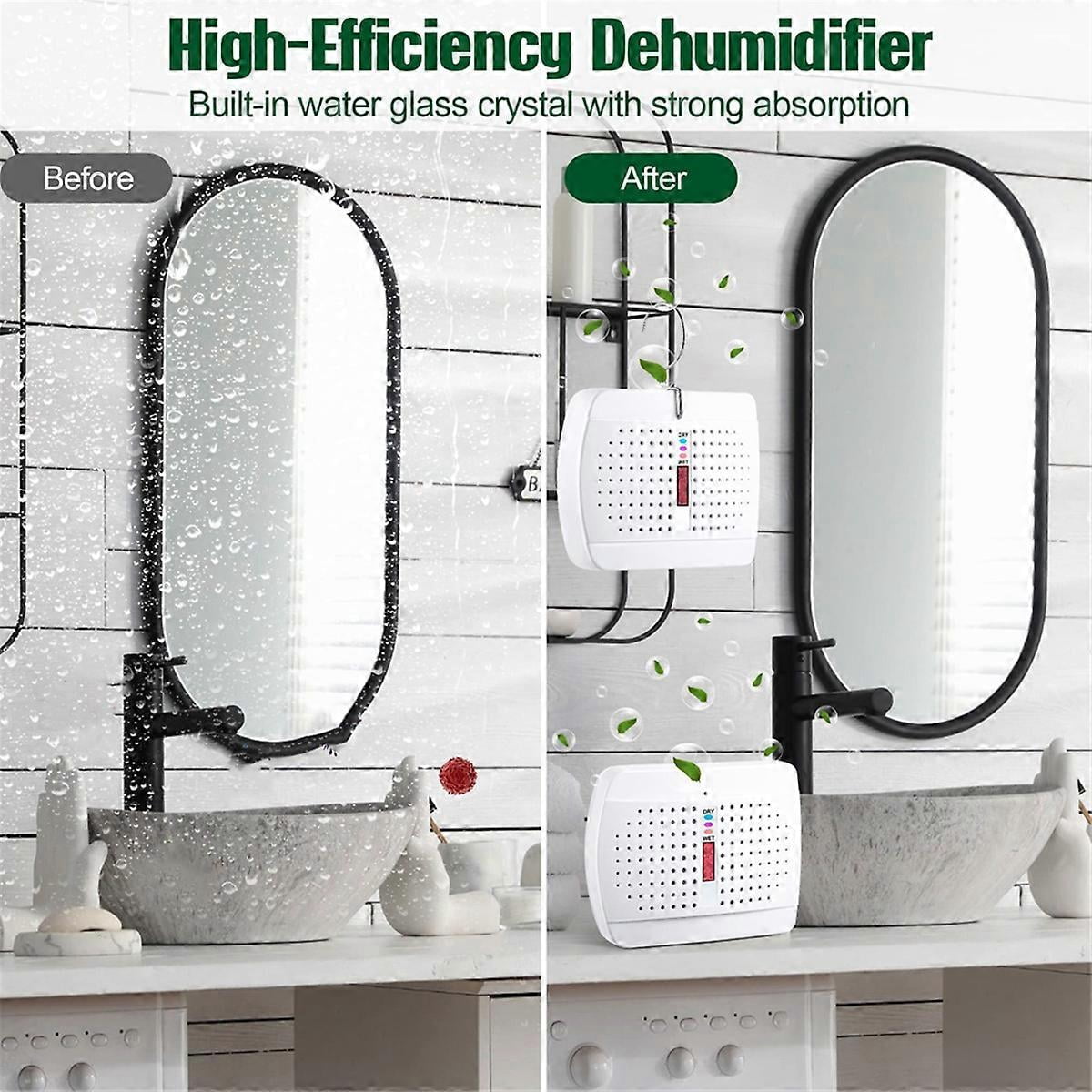 Rechargeable Small Dehumidifier, High-Efficiency Moisture Absorber for Bedroom, Wardrobe and Bookcas