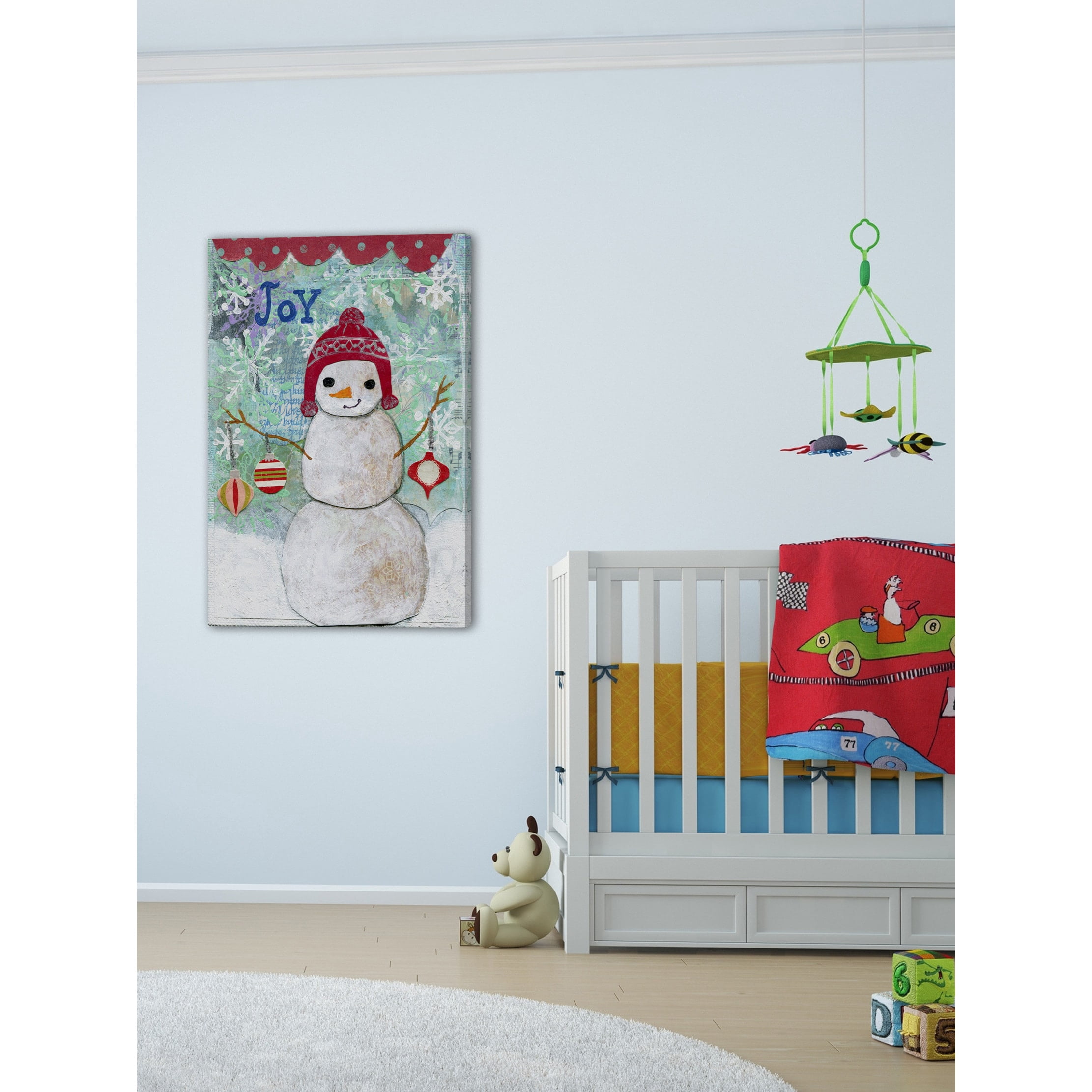 Marmont Hill "Joy Snowman" by Jill Lambert Painting Print on Wrapped Canvas