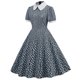 thumbnail image 2 of ICHUANYI Clearance Women Printing Short Sleeve Puff Sleeves Lace Zipper Dress A-Line Skirt(Blue, XXL) ICHUANYI WER2023081106619, 2 of 6
