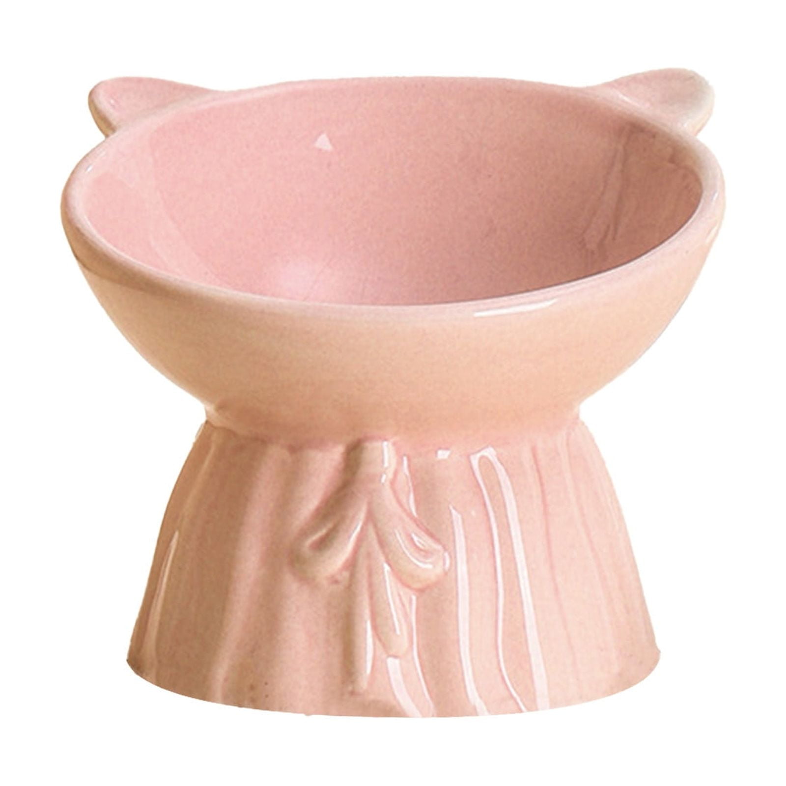 Lunxisen 1 Pcs Elevated Cat Food Bowl, Ceramic Raised and Tilted Water Bowl, Anti Vomiting and Protect Pets' Spines Dishes for Small Dog, Fat Faced Cat, Kitten