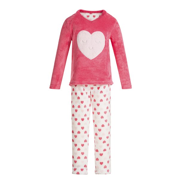 HOMESWEE Girls Fleece Pajama Set Hooded Kids Flannel Sleepwear Soft