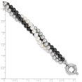 thumbnail image 5 of Sterling S Majestik Rh-pl 3 Row 4-5mm Wht/Grey/Blk Imitat Shell Pearl Brace 7.5 Inch "Bracelets, 5 of 5