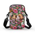 thumbnail image 2 of HELLHERO Guinea Pig Floral Pattern Small Crossbody Purse for Unisex 2 Zippers Women Crossbody Bag Polyester Adjustable Shoulder Strap, 2 of 7