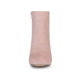 thumbnail image 6 of BLISSFUL STEP Women's Side Zipper Block Heel Ankle Boots Pink 5.5, 6 of 7