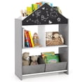 thumbnail image 1 of Costway Bibliothèque pour Maison de Poupée avec Tableau Noir et Tableau Blanc 4 Compartiments Supérieurs Gris, 1 of 10