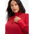 thumbnail image 4 of June & Vie Women's Plus Size Lace Yoke Mockneck Top, 4 of 5