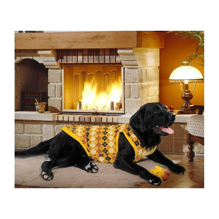 Kickred Dog Sweater Classic Argyle Pet Knitwear Pullover Vest with Leash Hole Cold Weather Outfit Winter Clothes for Large Medium Small Dogs Boy Girl