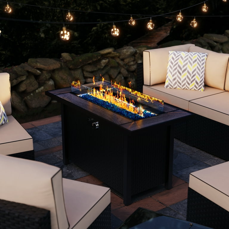Walsunny 8 Pieces Patio Wicker Rattan Fire Pit Furniture
