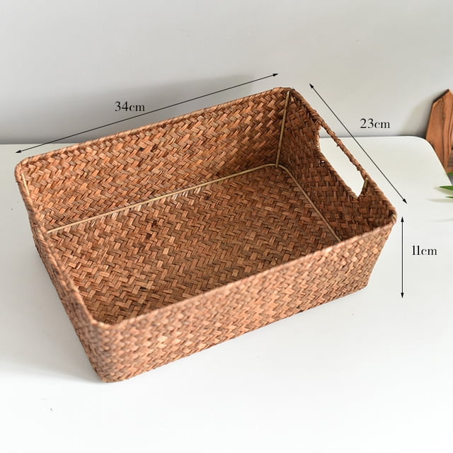 Cesta de almacenamiento rectangular Cesta de acabado Cesta tejida de bambú Cesta de adornos de almacenamiento Cesta tejida de paja Cesta de ratán Cesta de bambú