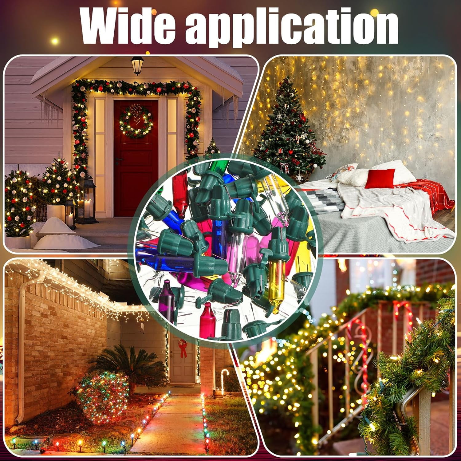60 Count Christmas Tree Replacement Light Bulbs 2.5v 0.425 Watt Replacement Bulb Mini Incandescent Wire String Lights Decoration for Prelit Xmas Tree(Green Base with Warm White Bulb)