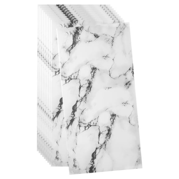 Uxcell 10pcs Peel and Stick Wall Panels 23.6" x 11.8" Skin Feel Brick Wallpapers (19.4 Sq. Ft. / 1.8 Sq.m. Coverage) Marble Tiles Adhesive Backsplash, Ink White