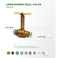 thumbnail image 4 of Midline Valve 47556 Premium Brass Ball Valve, Long Bonnet with T-Handle, with 3/4 in. FIP Connections, 4 of 5