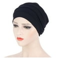 thumbnail image 2 of Helii Women Solid Color Pleated Turban Baseball Cap Casual Muslim Wrap Hat, 2 of 5