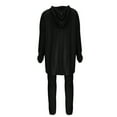 thumbnail image 5 of Women's Ribbed Knit Two Piece Set, Oversized Hoodie and Leggings Outfit, Casual Lounge Wear Set, Stretchy Jogger Set, Comfortable Loungewear, Two Piece Outfits, Hooded Sweatshirt Set - Black, 5 of 5