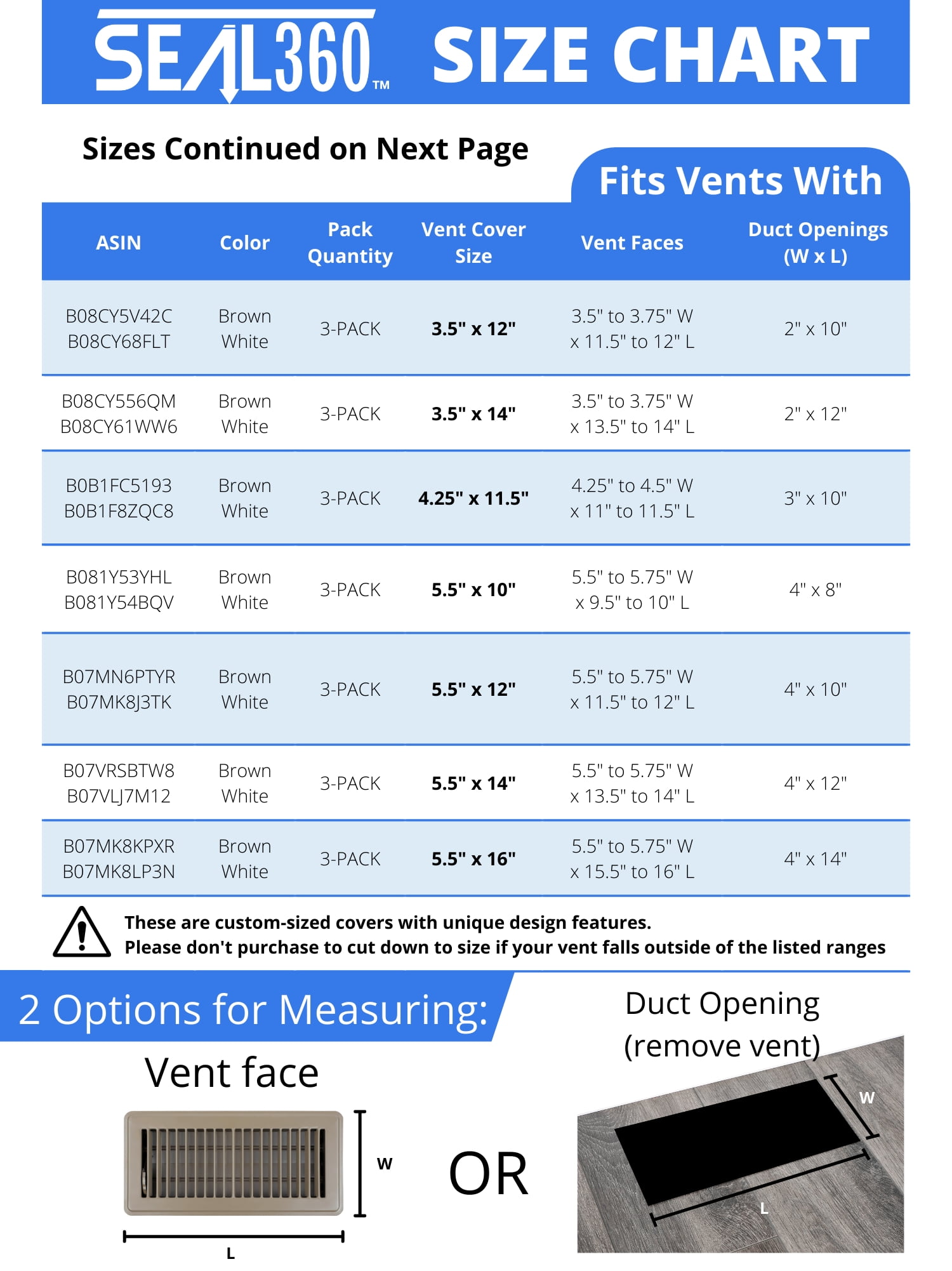 SEAL360 Strong Magnetic Vent Covers, Pocketed Design, 7.5 x 14