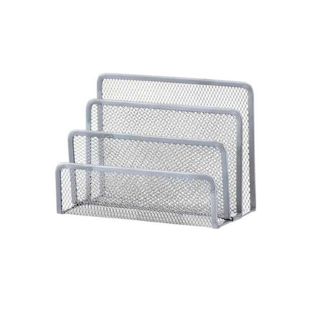 zhangmingg Metal Mesh Desk Mail Organizer with Three Slots for Efficient Letter Sorting and Document Filing
