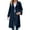 Navy Blue, variant on Women's Double Breasted Long Trench Coat Windproof Classic Lapel Slim Overcoat with Belt White XL