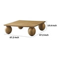 thumbnail image 5 of Benjara Cid Nysa 48 Inch Coffee Table, Square, Brown Solid Rubberwood, 4 Oval Legs, 5 of 6